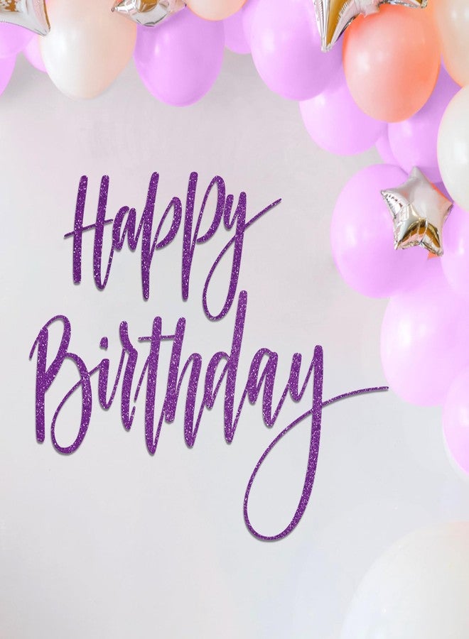 Sinload Happy Birthday Sign for Backdrop, Disposable Party Decoration, Easy Stick& Peel Wall Decal for Photo Background, Balloon Arch Decor(Glitter Purple) - Image 5